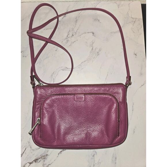 Fossil Fushia Pink Leather Crossbody Handbag 9x5.5 - Picture 2 of 9